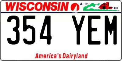 WI license plate 354YEM