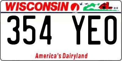 WI license plate 354YEO