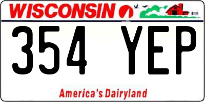 WI license plate 354YEP