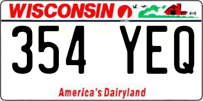 WI license plate 354YEQ