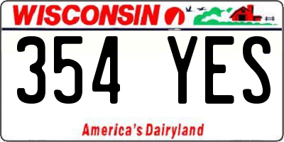 WI license plate 354YES