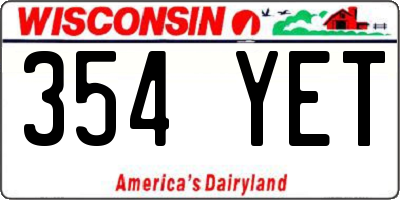 WI license plate 354YET