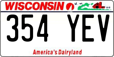 WI license plate 354YEV