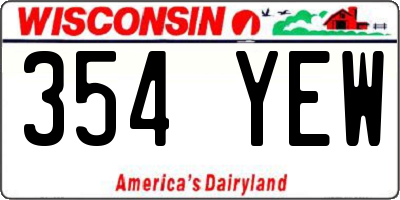 WI license plate 354YEW