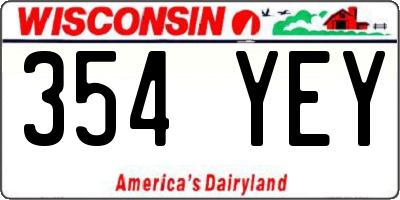 WI license plate 354YEY