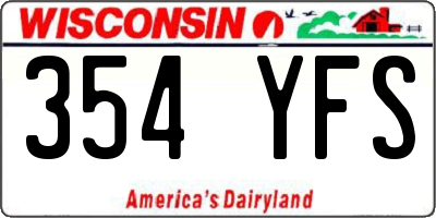 WI license plate 354YFS
