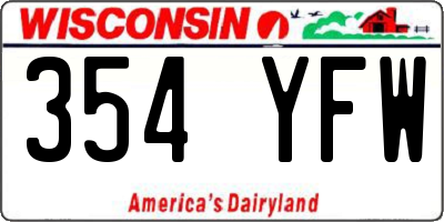 WI license plate 354YFW