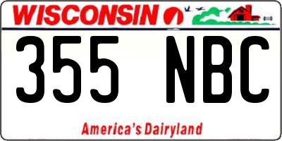 WI license plate 355NBC