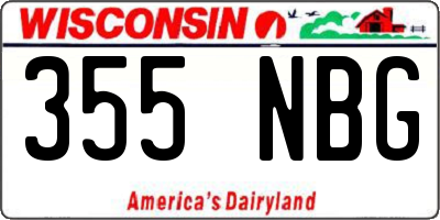 WI license plate 355NBG