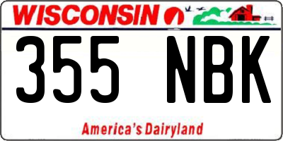 WI license plate 355NBK