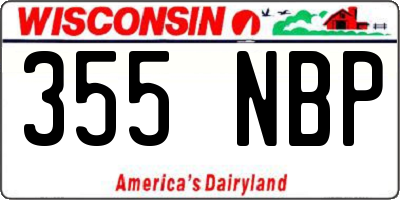 WI license plate 355NBP