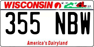 WI license plate 355NBW