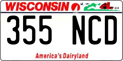 WI license plate 355NCD