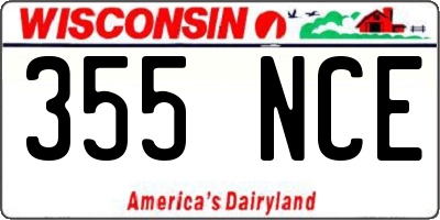 WI license plate 355NCE