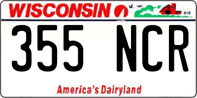 WI license plate 355NCR