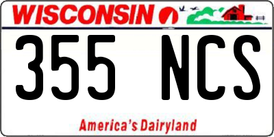 WI license plate 355NCS