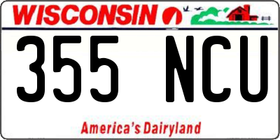 WI license plate 355NCU