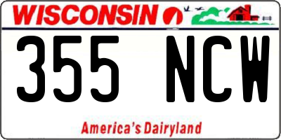 WI license plate 355NCW