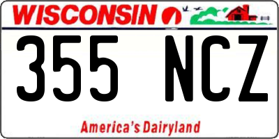 WI license plate 355NCZ