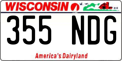 WI license plate 355NDG