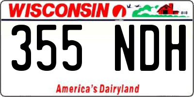 WI license plate 355NDH