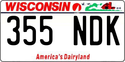 WI license plate 355NDK