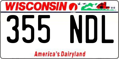 WI license plate 355NDL