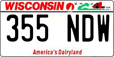 WI license plate 355NDW