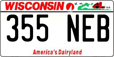 WI license plate 355NEB