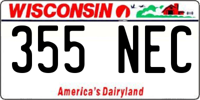 WI license plate 355NEC