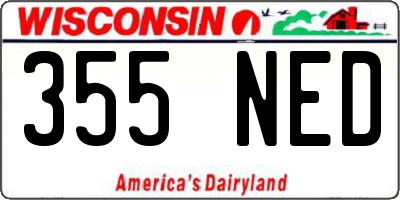 WI license plate 355NED