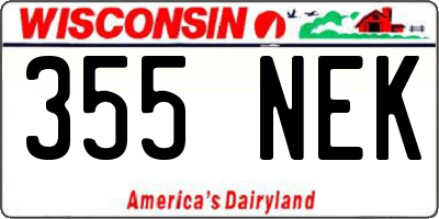 WI license plate 355NEK