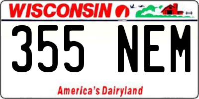 WI license plate 355NEM
