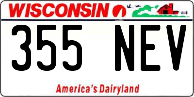 WI license plate 355NEV