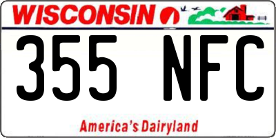 WI license plate 355NFC