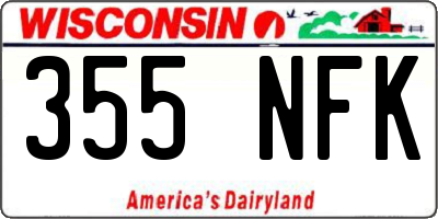 WI license plate 355NFK
