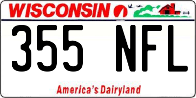 WI license plate 355NFL