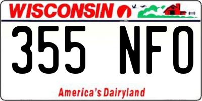 WI license plate 355NFO