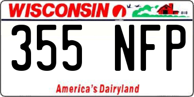 WI license plate 355NFP
