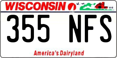 WI license plate 355NFS
