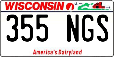 WI license plate 355NGS