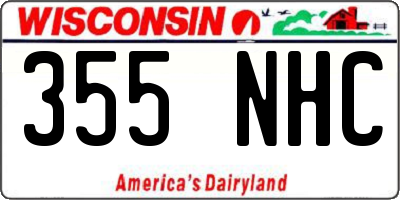 WI license plate 355NHC
