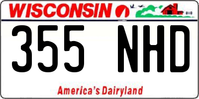 WI license plate 355NHD