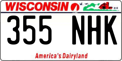 WI license plate 355NHK