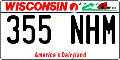 WI license plate 355NHM