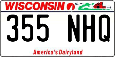 WI license plate 355NHQ