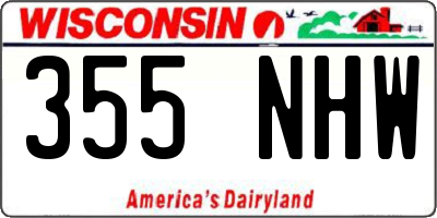 WI license plate 355NHW