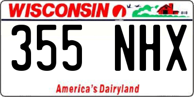 WI license plate 355NHX