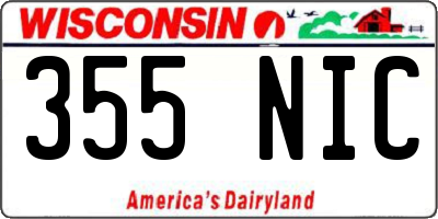WI license plate 355NIC