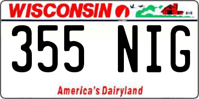 WI license plate 355NIG